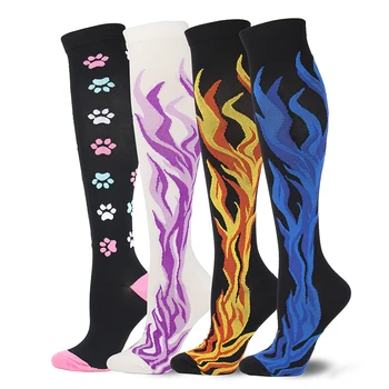 Спортивные носки для бега до колена, 4 пары в комплекте, компрессионные носки для занятий скейтбордингом  5