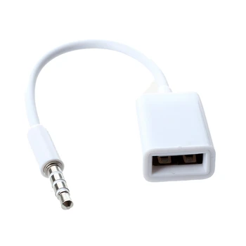 2X Автомобильный MP3 3,5 мм, разъем AUX Audio, разъем USB 2.0, кабель-конвертер, шнур Белого цвета  2
