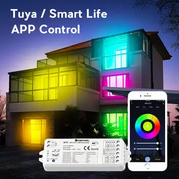 Умный WiFi WT5 RGBWW СВЕТОДИОДНЫЙ контроллер, 6-контактный светодиодный светильник с музыкальным контроллером, приложение для смартфона, приложение для Alexa Google Home  0