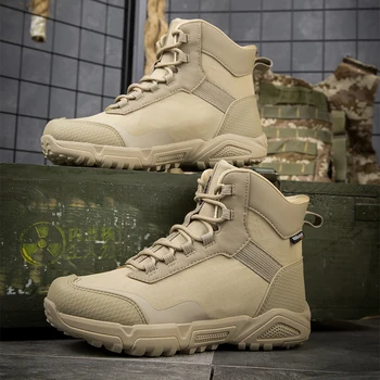 Мужские Большие Военные ботинки Для тренировок на открытом воздухе, Мужские Противоскользящие Тактические Военные Ботинки Спецназа, Армейские ботинки в Пустыне  0