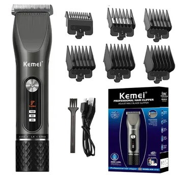Kemei Перезаряжаемый Триммер для стрижки волос, Профессиональные машинки для стрижки волос со светодиодным дисплеем, Бытовые беспроводные KM-V310  2