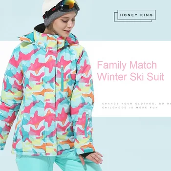 2018 Новый Лыжный костюм для мамы и девочки, Водонепроницаемые ветрозащитные штаны для сноуборда + куртка, Комплект Зимней детской одежды для занятий спортом на открытом воздухе  4