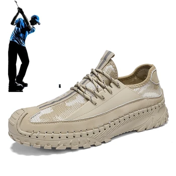 Мужская Модная Повседневная обувь, Уличная противоскользящая обувь для гольфа, Дышащая сетка, Спортивная обувь для гольфа, Спортивная обувь для фитнеса, Мужская обувь для гольфа  5