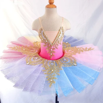 Балетные костюмы для девочек, Гимнастическое Балетное Трико, Платье-пачка Для детей, Балерина 