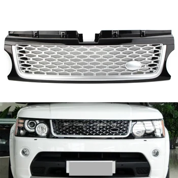 Верхняя Решетка радиатора автомобиля с Эмблемой Для Range Rover Sport 2010 2011 2012 2013, Черные + Серебристые Автомобильные аксессуары из АБС-пластика  3