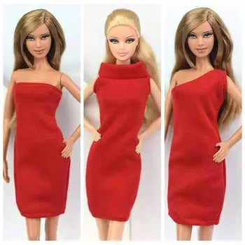 Модное красное праздничное платье, кукольное платье для Барби, Наряды, вечерние платья, Vestidos 1/6 BJD, Аксессуары для кукольного домика, Детская игрушка 