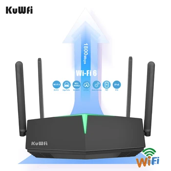 KuWFi Wifi Маршрутизатор Wifi6 2,4 G и 5,8 G Двухдиапазонный 1800 Мбит/с Wi fi Маршрутизатор 4 Антенны Сильный Сигнал WLAN VPN Порт Поддержка 128 Пользователей  2