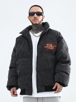 Американское зимнее плюшевое утолщенное вельветовое цветное вытирающее кожаное пальто, мужская свободная куртка с хлопчатобумажной подкладкой большого размера, мужские куртки, мужские  5