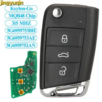 Jingyuqin Автомобильный Брелок для ключей Без ключа Go MQB48 315 МГц Для VW TIGUAN POLO CRAFTER 2019 HU162T HU66 Blade 5G6959752AN 5G6959753AE/BH  4