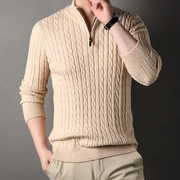 Новый мужской свитер с толстой иглой на молнии, кардиган, сверхпрочный утолщенный Теплый осенне-зимний мужской пуловер, свитер  5
